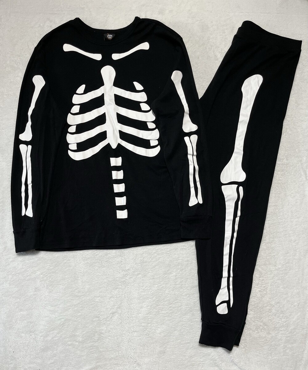 Hyde and Eek Skeleton Pajama Set Men’s Large Halloween Sleepwear Bones
